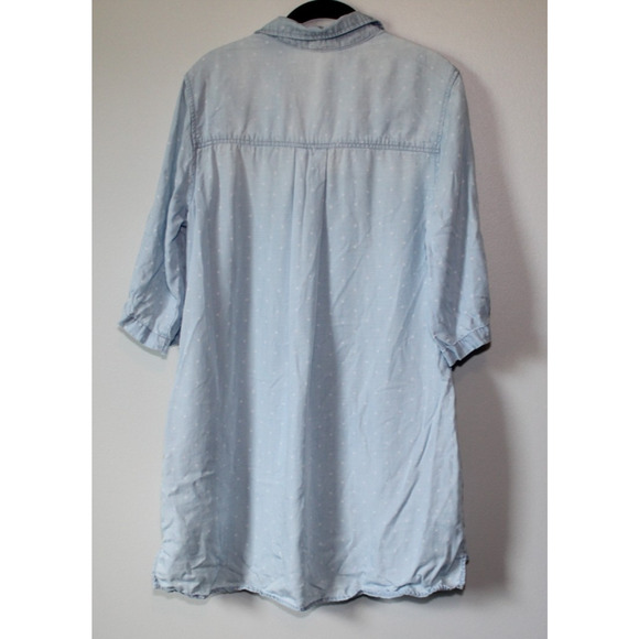 Cloth & Stone Dot Denim Chambray Tunic Top Faded Mini Shirt Dress Size Medium - Picture 11 of 16